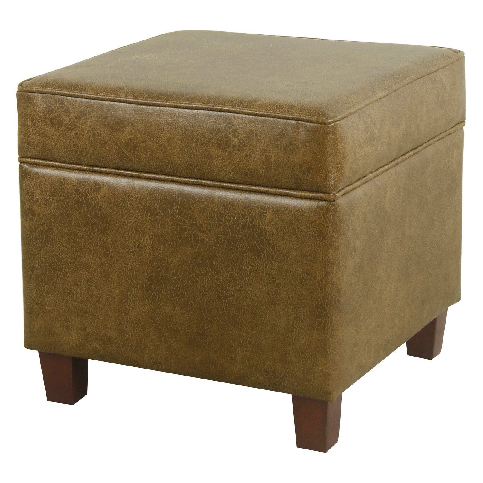 Brown Leather Square Pouf Ottomans For Fashionable Homepop Square Faux Leather Ottoman (View 1 of 10)