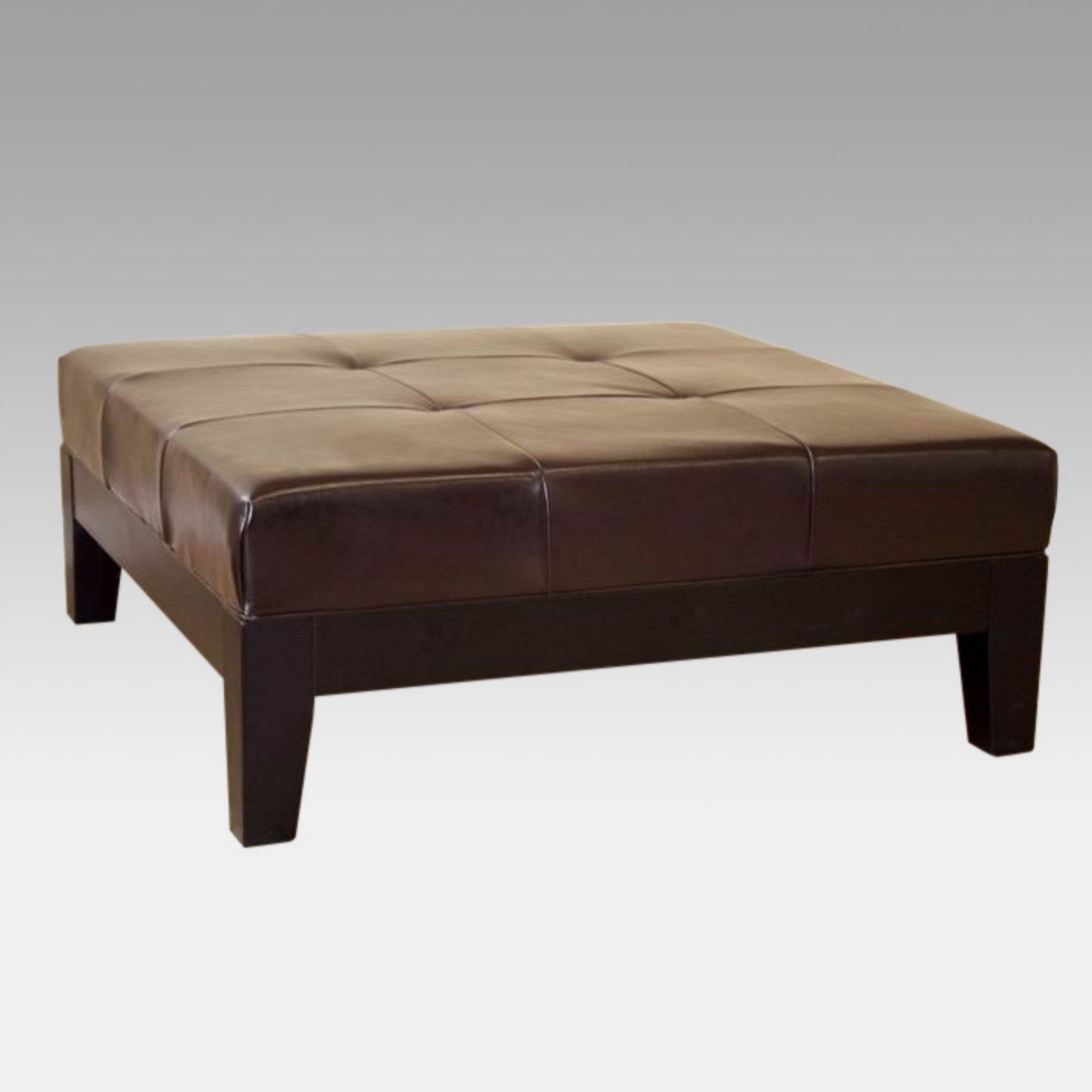 Brown Leather Square Pouf Ottomans With Regard To Trendy Dark Brown Large Full Leather Square Cocktail Ottoman – Walmart (View 3 of 10)