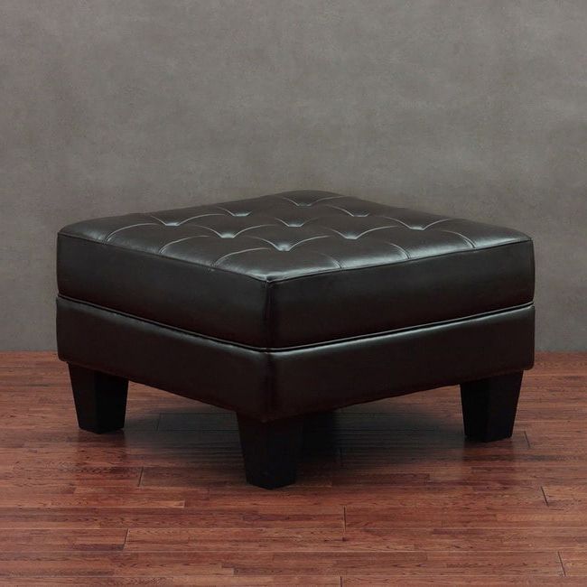 Brown Tufted Pouf Ottomans Regarding Popular Leather Tufted Ottoman Dark Brown – Overstock™ Shopping – Great Deals (View 5 of 10)