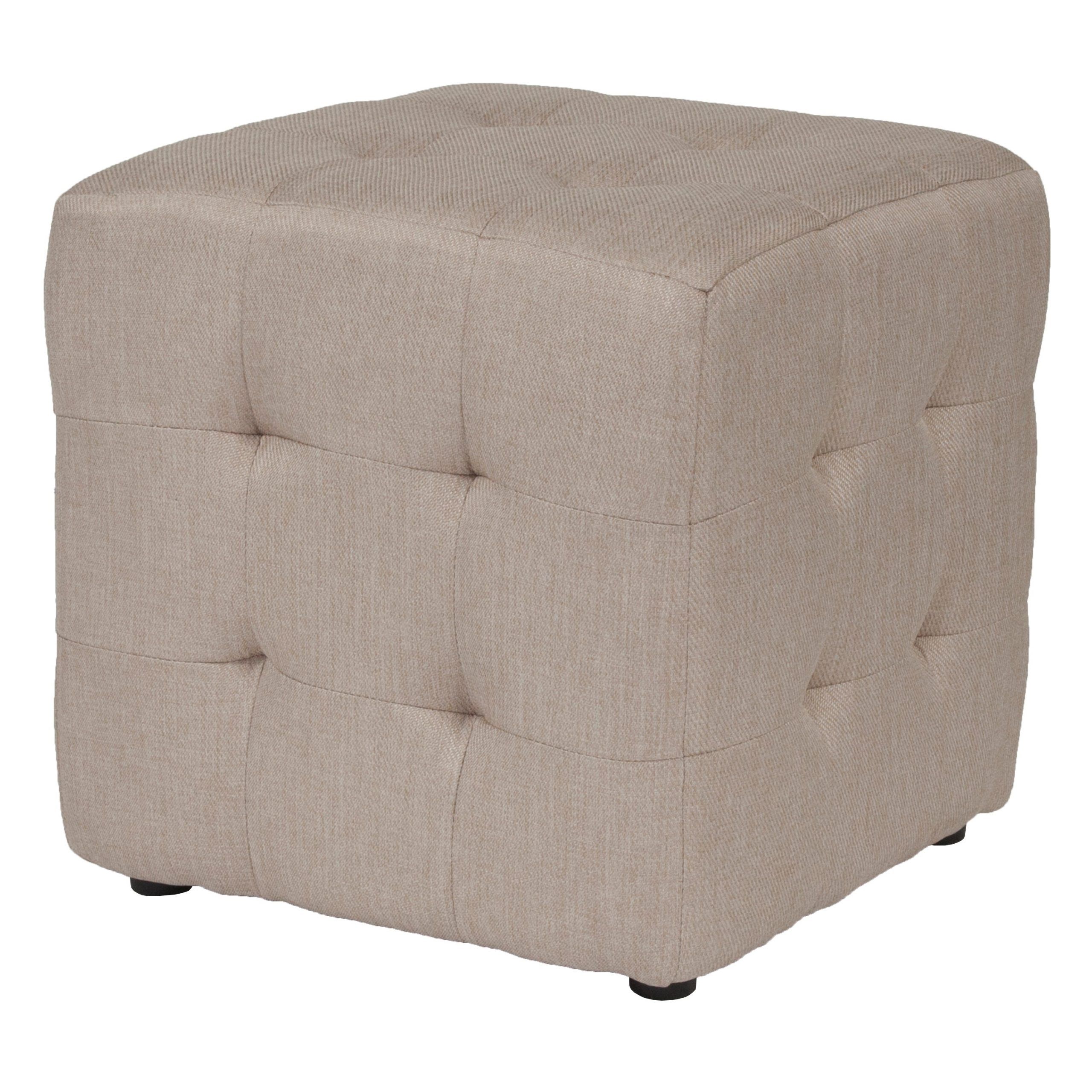 Bsd National Supplies Ogden Beige Fabric Tufted Upholstered Cube Throughout Current Gray Fabric Tufted Oval Ottomans (View 10 of 10)