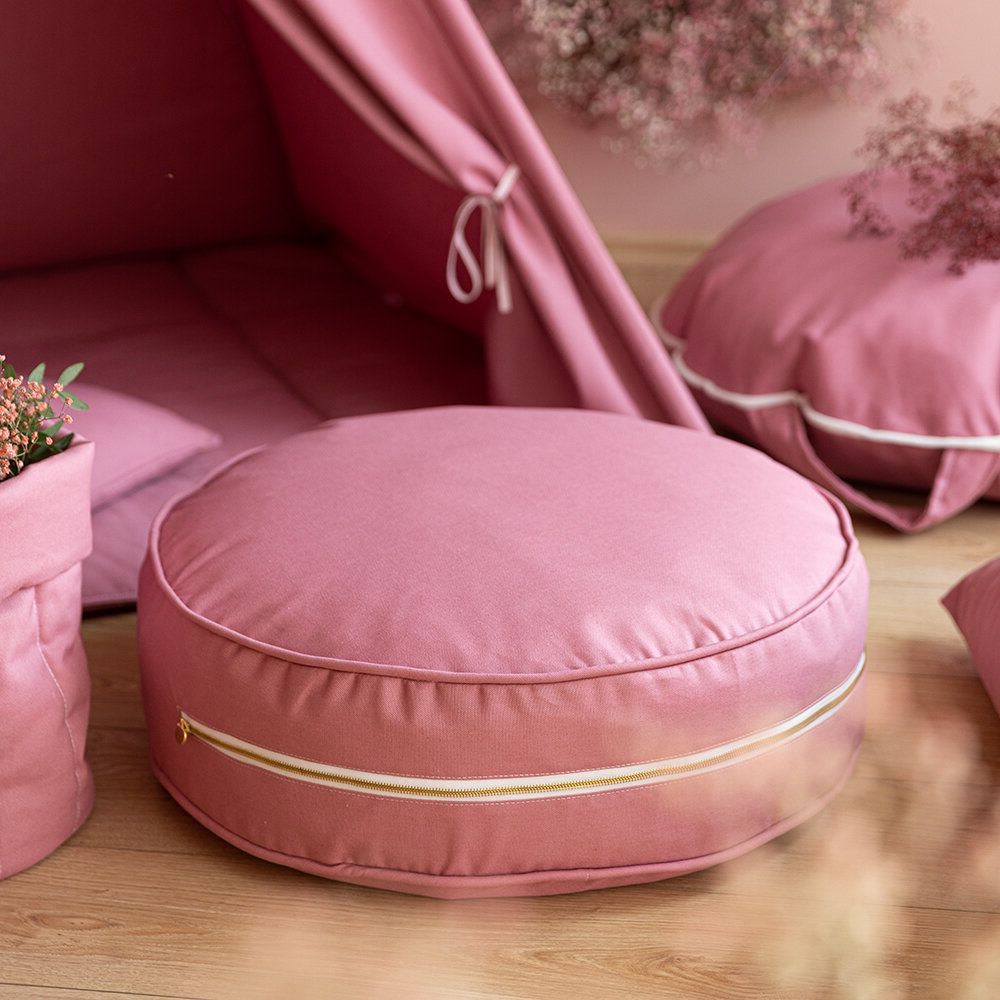 Buy Wigiwama Round Ottoman – Blush Pink (View 8 of 10)