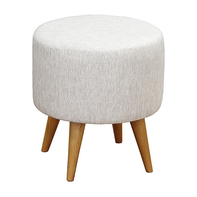 Charcoal And Light Gray Cotton Pouf Ottomans Regarding Preferred Oxley Commercial Grade Cotton Fabric Round Ottoman Stool, Light Grey (View 9 of 10)