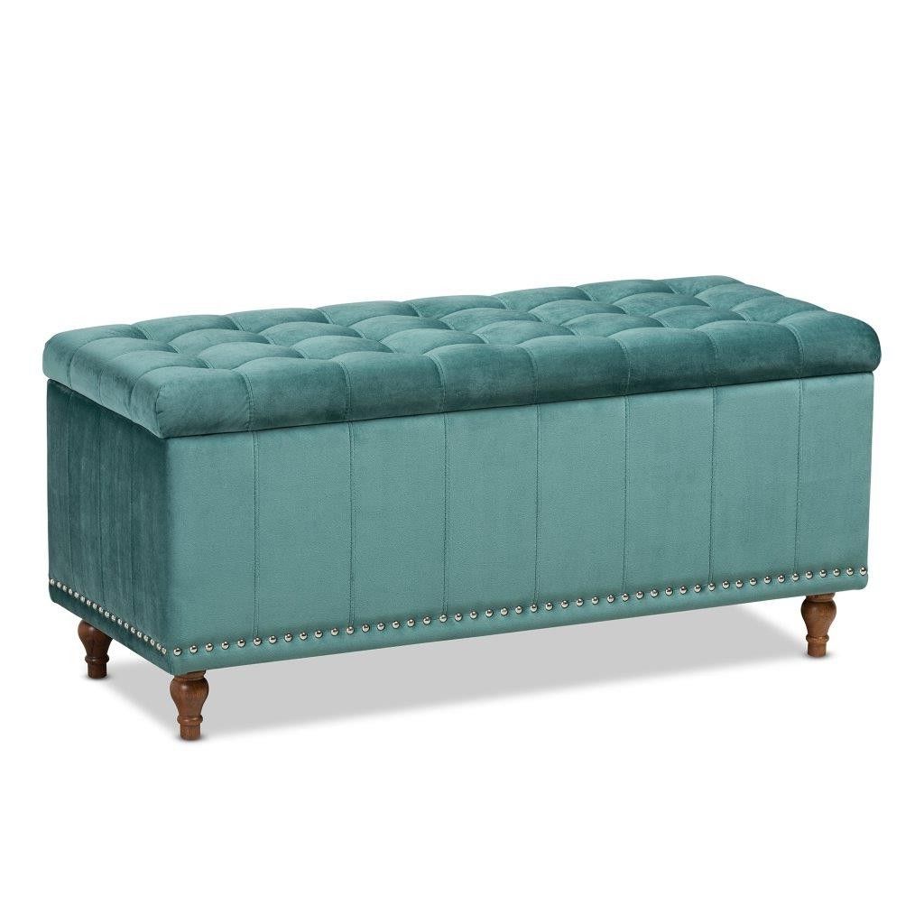 Charcoal Fabric Tufted Storage Ottomans With Regard To Newest Kaylee Modern And Contemporary Teal Blue Velvet Fabric Upholstered (View 5 of 10)