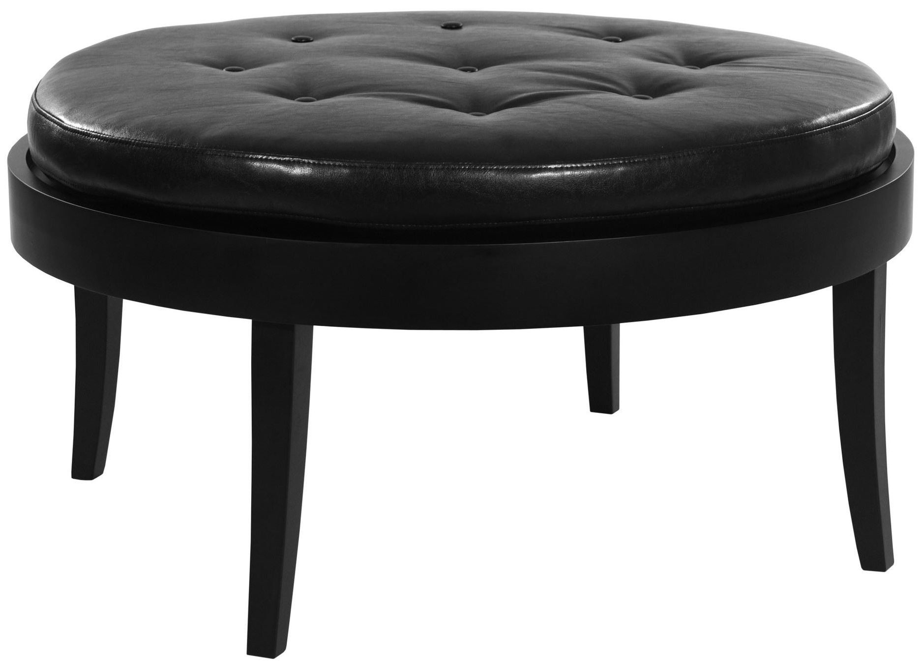 Citation Black Tufted Leather Ottoman, Lc6023otbcbl, Armen Living With Regard To Current Black Leather Ottomans (View 10 of 10)