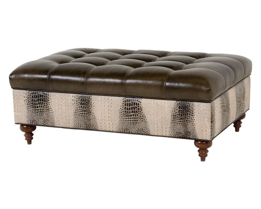 Classic Leather Pepperbox Storage Ottoman 11605 So (with Images With Regard To Well Known Caramel Leather And Bronze Steel Tufted Square Ottomans (View 4 of 10)