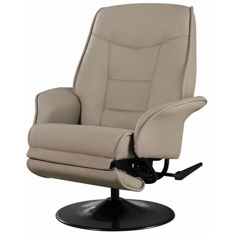 Coaster Berri Faux Leather Swivel Recliner In Beige And Black – 7502 Within Preferred Black Faux Leather Swivel Recliners (View 3 of 10)