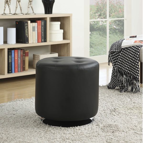 Contemporary Galleries – Round Swivel Ottoman Black Inside Widely Used Black And Natural Cotton Pouf Ottomans (View 5 of 10)
