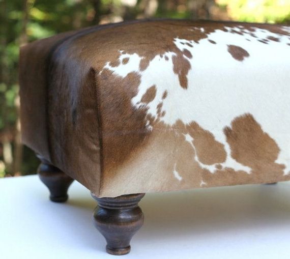 Cowhide Ottoman, Cowhide Decor, Brown Intended For Most Recent Warm Brown Cowhide Pouf Ottomans (View 10 of 10)