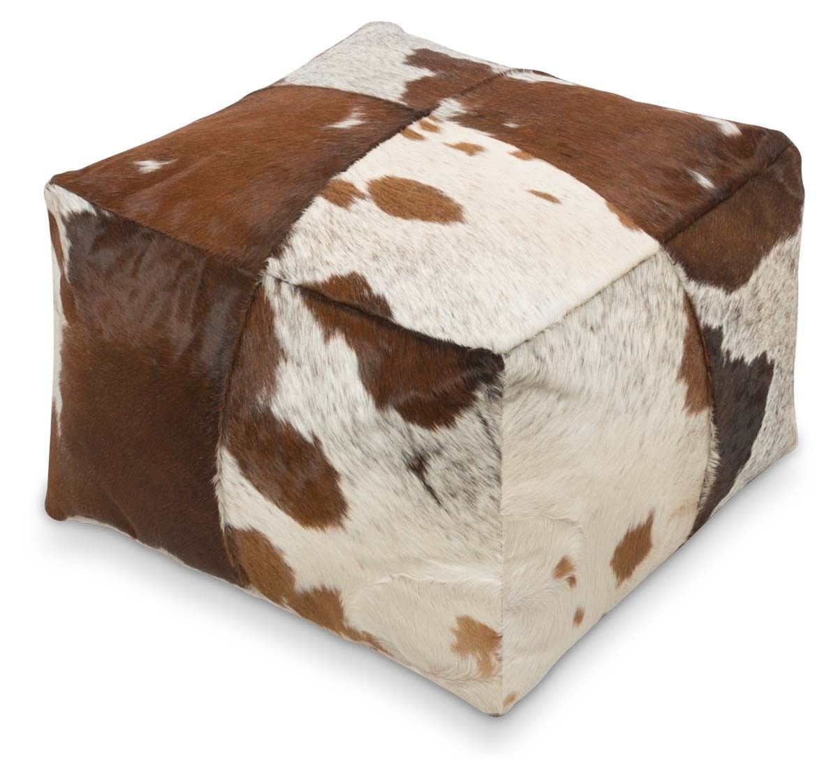 Cowhide Ottoman, Ottoman, Stools In Warm Brown Cowhide Pouf Ottomans (View 9 of 10)