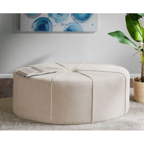 Cream Wool Felted Pouf Ottomans Pertaining To Most Recently Released Cream Fabric Oval Coffee Table Ottoman With Welting (View 3 of 10)