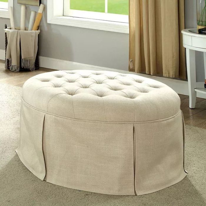 Current Gantt Transitional Button Tufted Fabric Storage Ottoman Brown – Homes Within Brown Fabric Tufted Surfboard Ottomans (View 9 of 10)