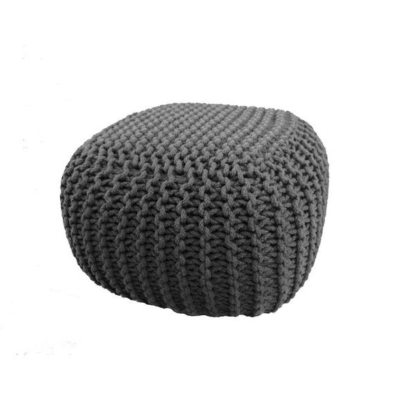 Current Handmade Knitted Pouf Grey Charcoal Hand Knit Poufgfurn With Regard To Charcoal And Light Gray Cotton Pouf Ottomans (View 2 of 10)