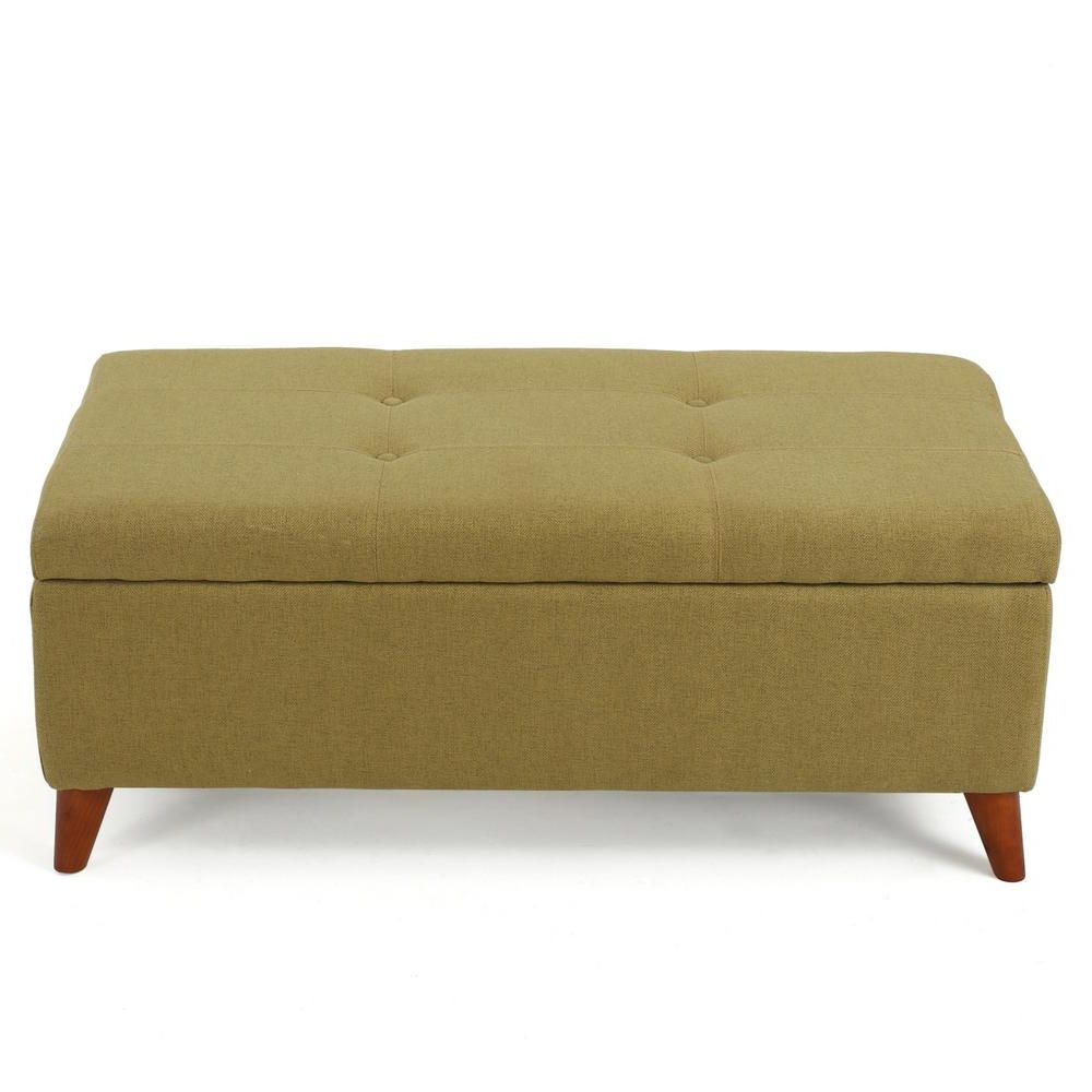 Current Noble House Harper Green Fabric Storage Ottoman 298880 – The Home Depot For Green Fabric Square Storage Ottomans With Pillows (View 8 of 10)