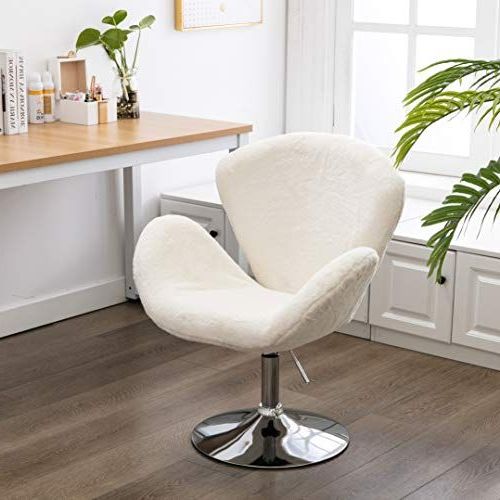 Current Zhenghao Soft Fuzzy Swivel Makeup Stool, Modern White Swa Https Regarding White Faux Fur Round Accent Stools With Storage (View 9 of 10)