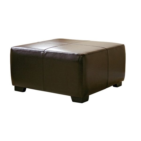 Dark Brown Leather Pouf Ottomans In Favorite Caroline Dark Brown Full Leather Square Ottoman Footstool – Overstock (View 9 of 10)