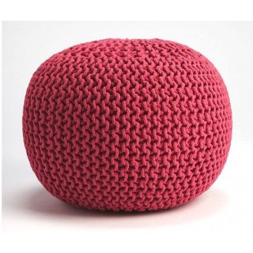 Dark Red And Cream Woven Pouf Ottomans For Fashionable Jute Woven Hot Pink Round Ottoman Pouf (View 5 of 10)