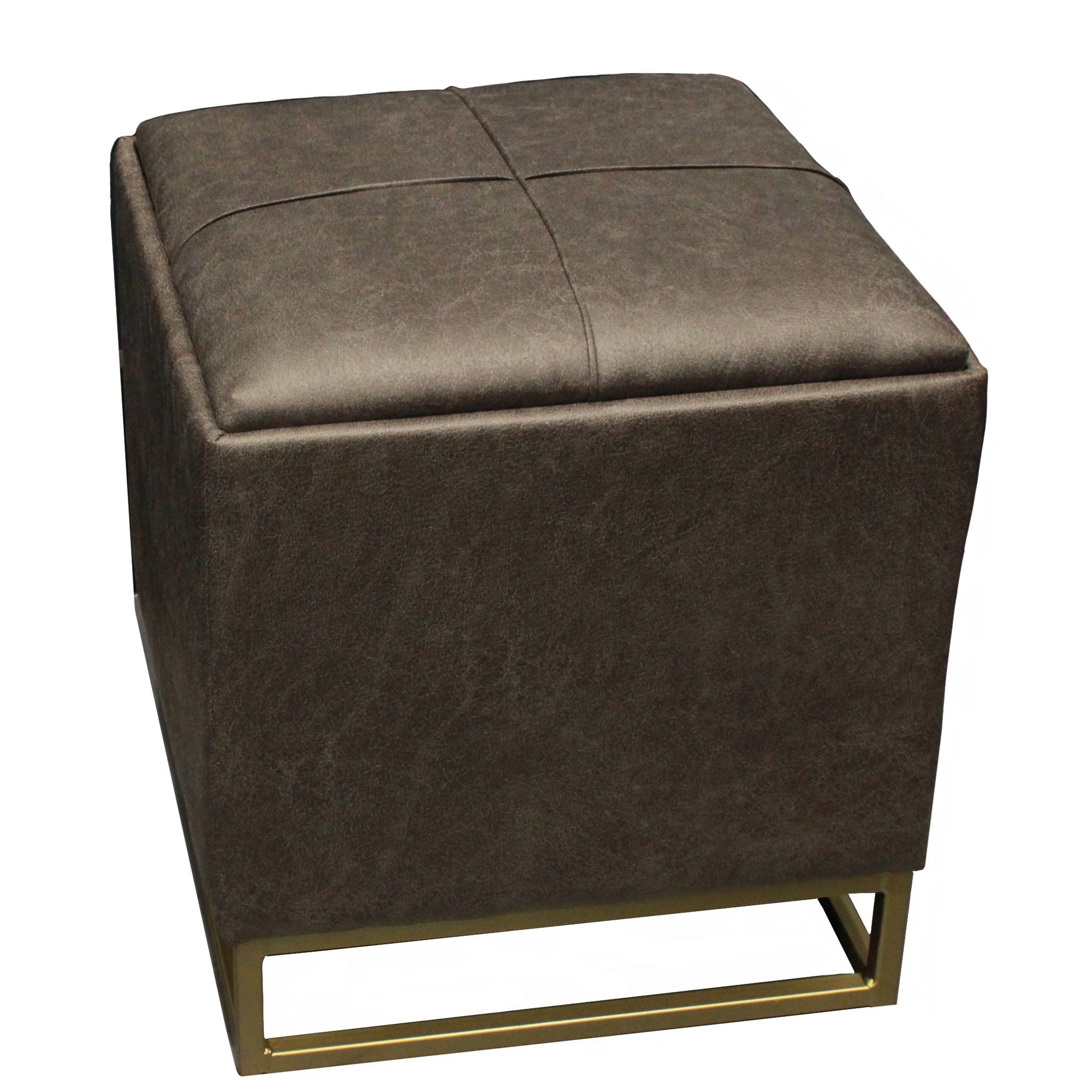Design Guild Faux Leather Ottoman Footrest With Storage Compartment Inside Famous Medium Gray Leather Pouf Ottomans (View 5 of 10)