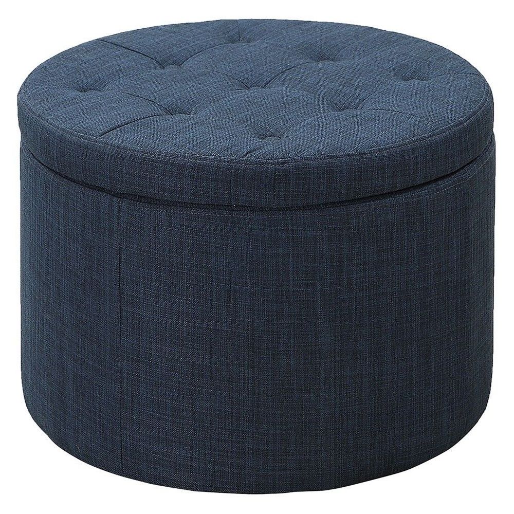 Designs4comfort Round Shoe Storage Ottoman Blue – Johar Furniture Throughout Popular Blue Round Storage Ottomans Set Of  (View 5 of 10)