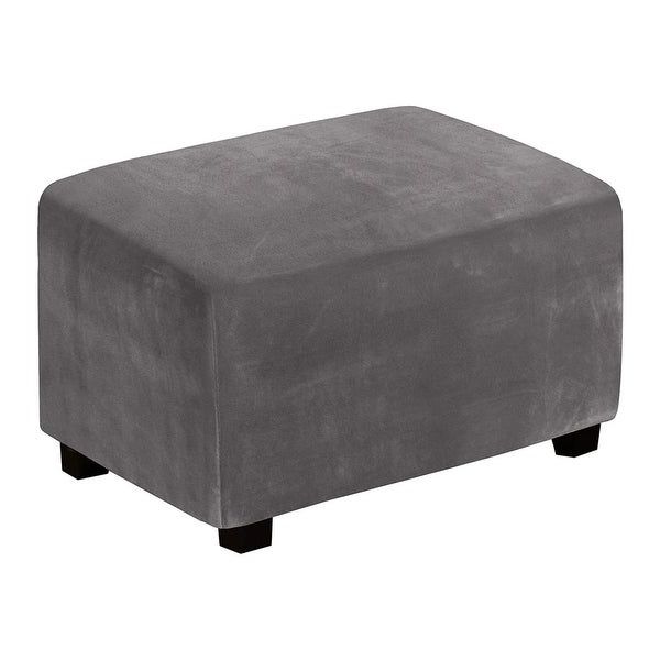 Enova Home One Piece Large Removable Stretch Velvet Fabric Ottoman Pertaining To Most Up To Date Cream Chevron Velvet Fabric Ottomans (View 8 of 10)
