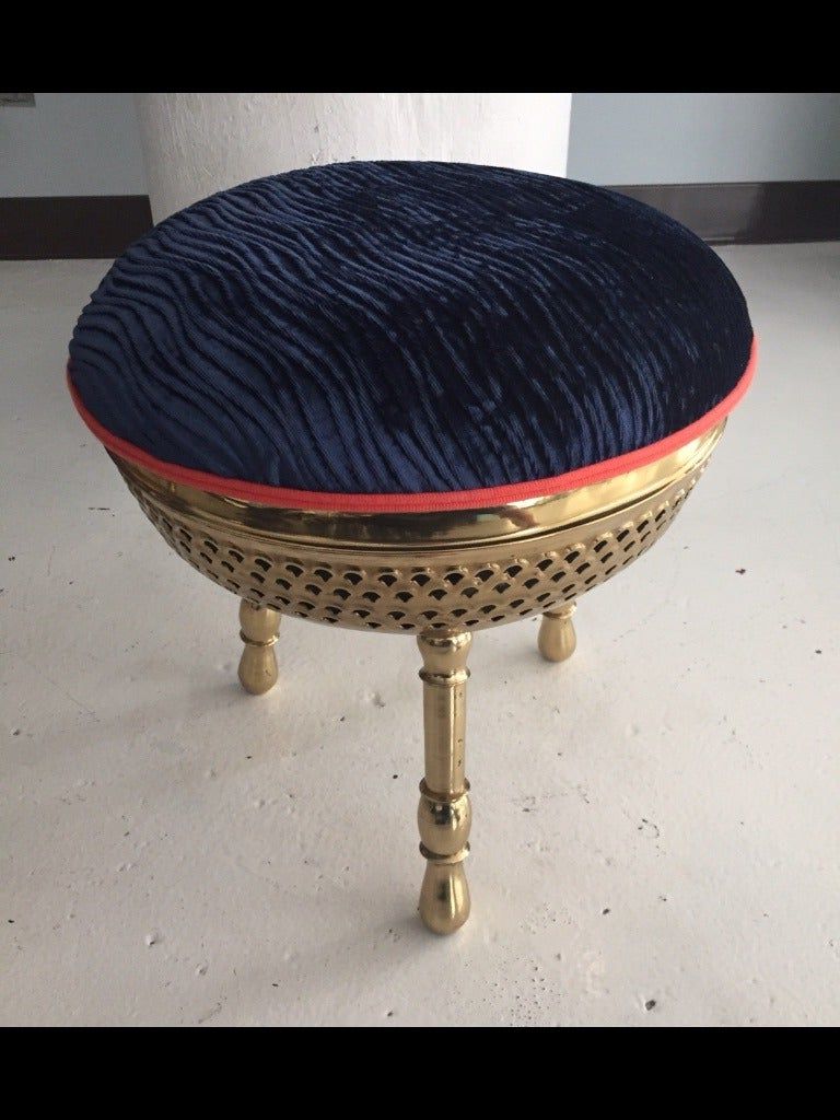 Espresso Antique Brass Stools With Trendy Pair Of Vintage Brass Moroccan Stools At 1stdibs (View 5 of 10)