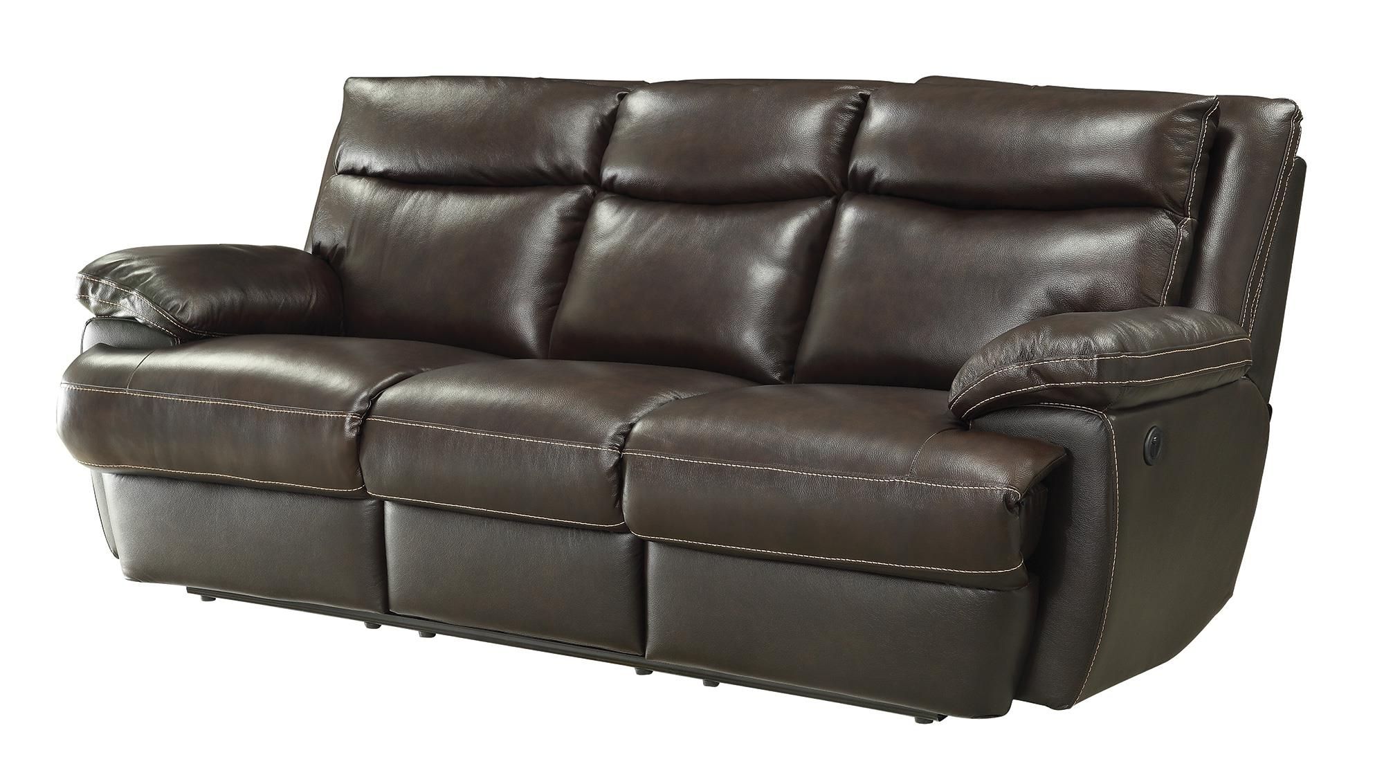 Espresso Faux Leather Ac And Usb Ottomans In Most Up To Date Macpherson Casual Reclining Sofa With Usb Charging Ports (View 5 of 10)