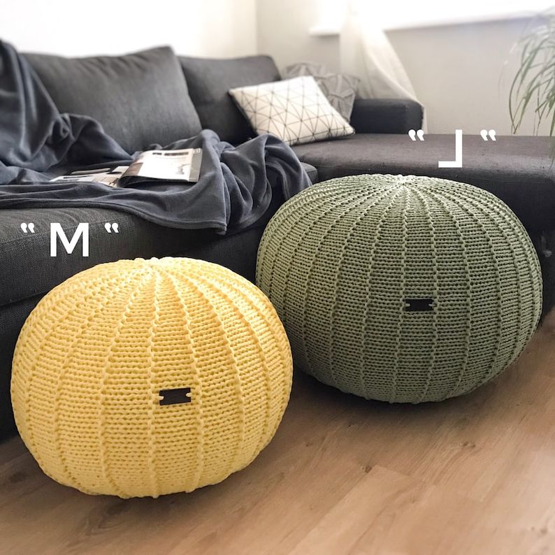 Etsy Inside Cream Cotton Knitted Pouf Ottomans (View 8 of 10)