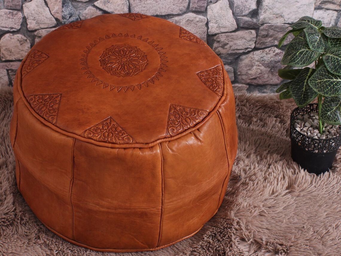 Etsy With Most Up To Date Camber Caramel Leather Ottomans (View 9 of 10)