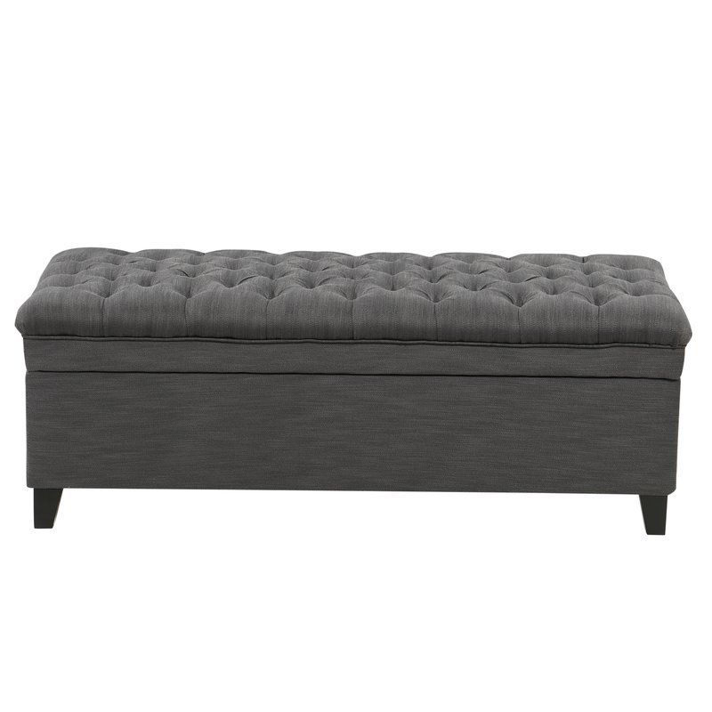 Fabric Storage Ottoman, Tufted Storage Ottoman Intended For Well Known Charcoal Fabric Tufted Storage Ottomans (View 7 of 10)