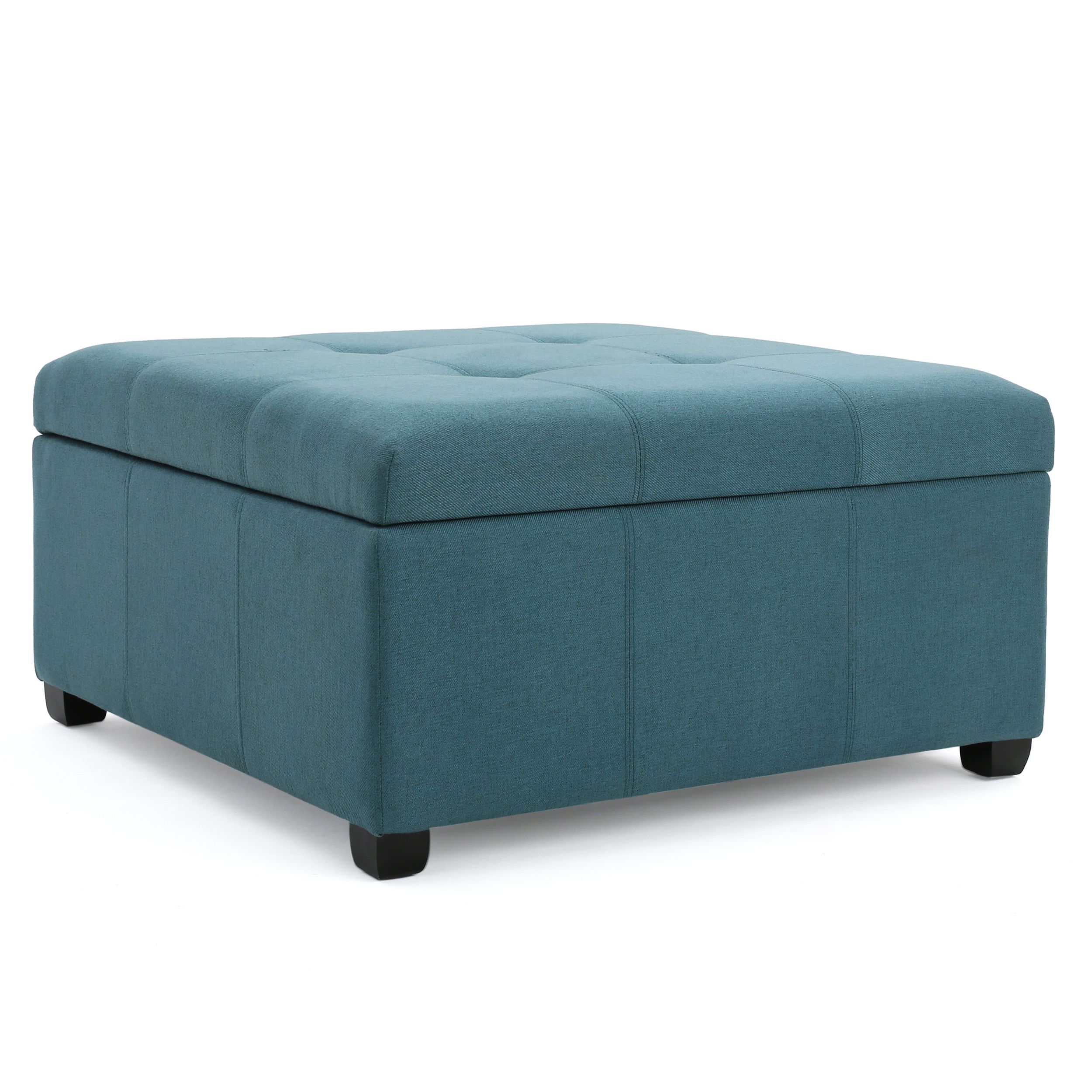 Fabric Storage Ottomans Within Latest Carlyle Fabric Storage Ottoman, Dark Teal – Walmart – Walmart (View 10 of 10)