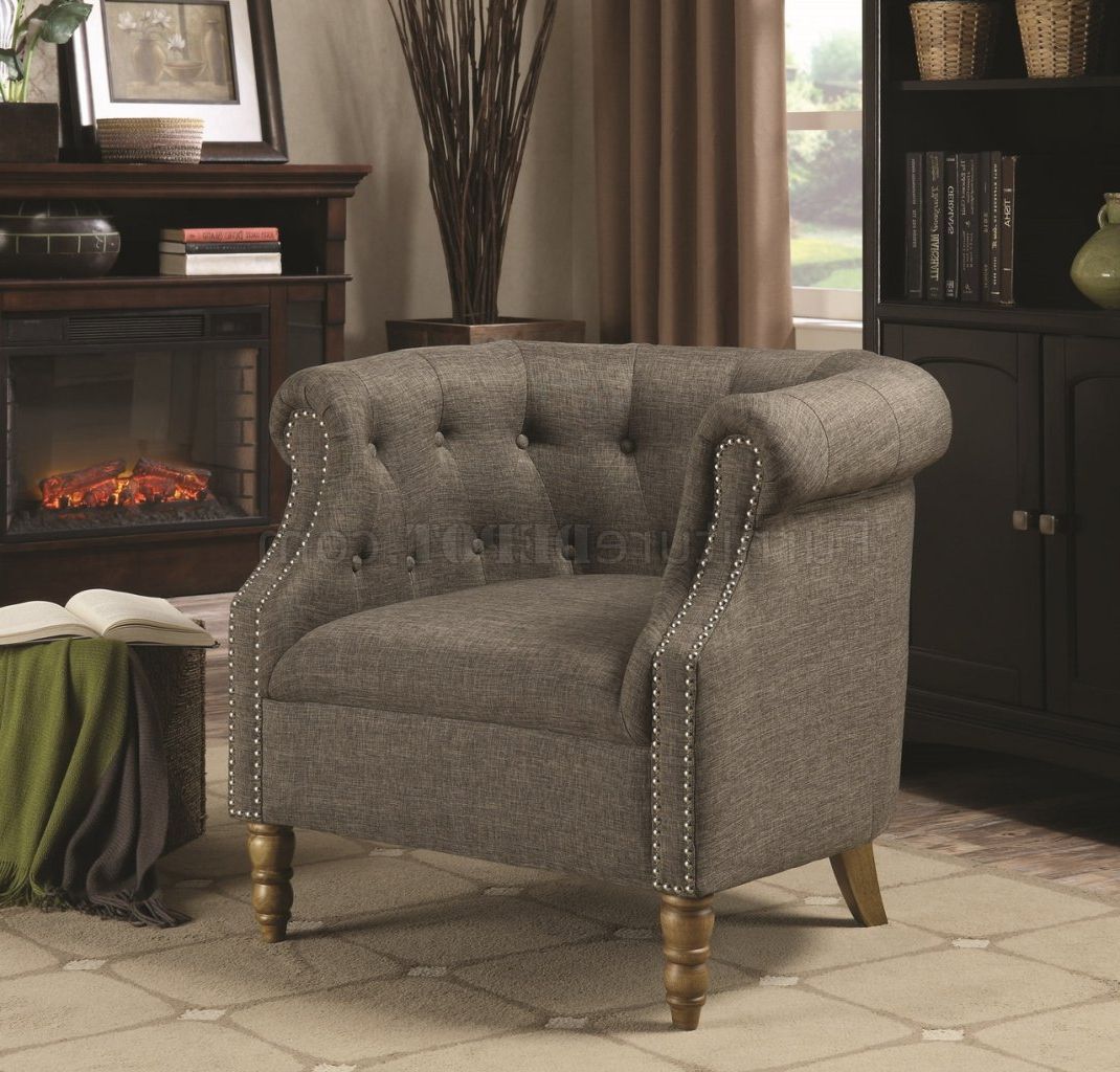 Famous 902696 Accent Chair Set Of 2 In Grey Fabriccoaster Throughout Gray Chenille Fabric Accent Stools (View 5 of 10)
