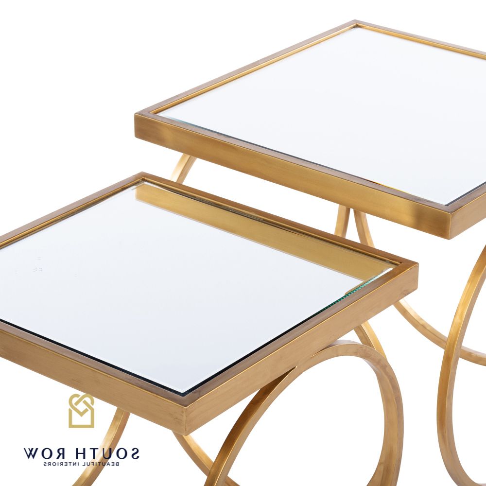 Famous South Row Winston Nesting Table Set Gold – Lawlors Furniture & Flooring In Round Gold Metal Cage Nesting Ottomans Set Of  (View 7 of 10)