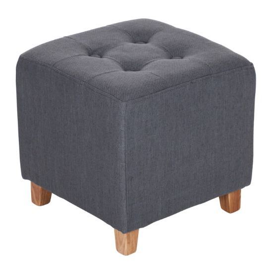 Fashionable Button Footstool Pouffe Light Dark Grey Vintage Cube Ottomans Cotton Inside Light Blue And Gray Solid Cube Pouf Ottomans (View 1 of 10)