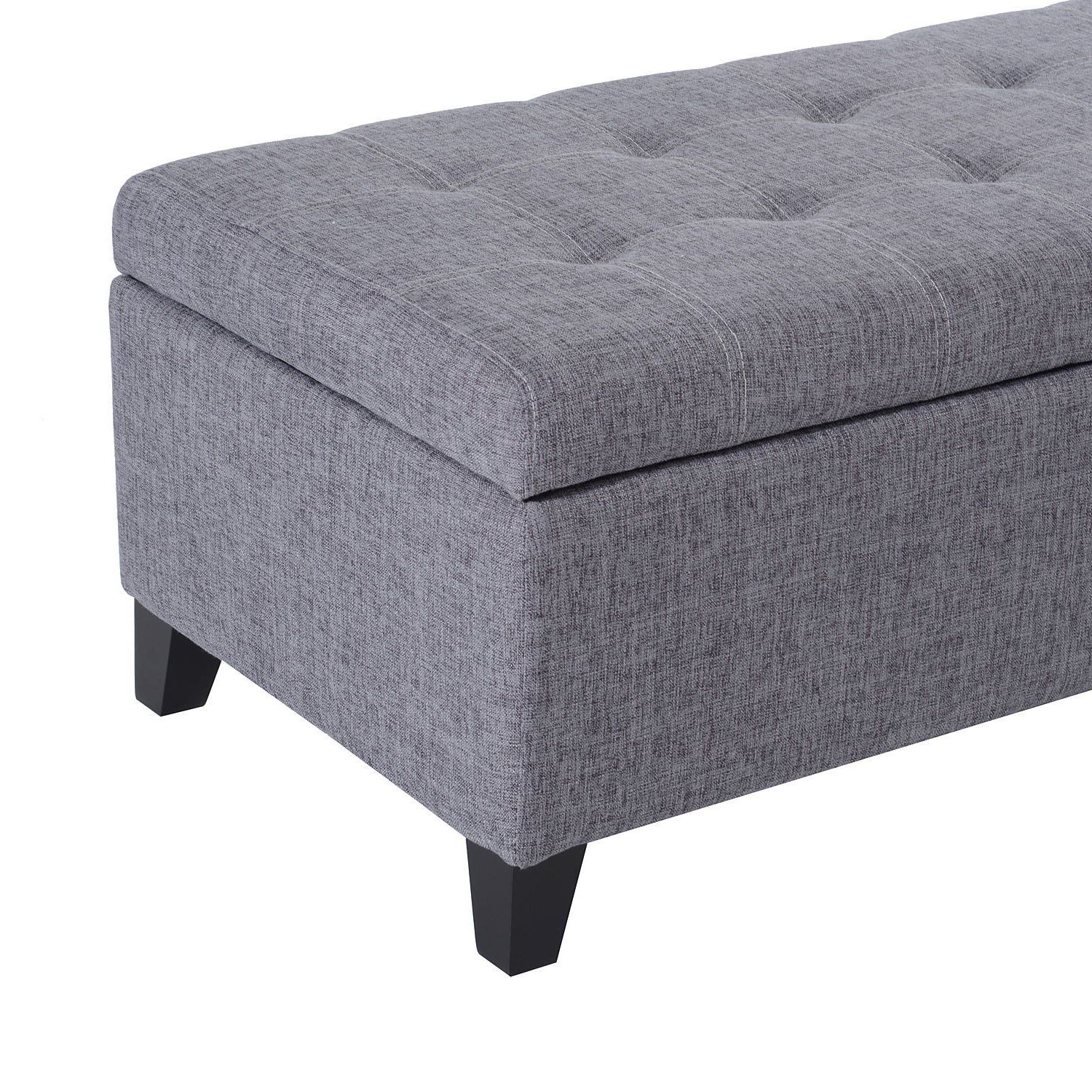 Fashionable Charcoal Fabric Tufted Storage Ottomans Within Homcom 51" Large Tufted Linen Fabric Ottoman Storage Bench With Soft (View 8 of 10)