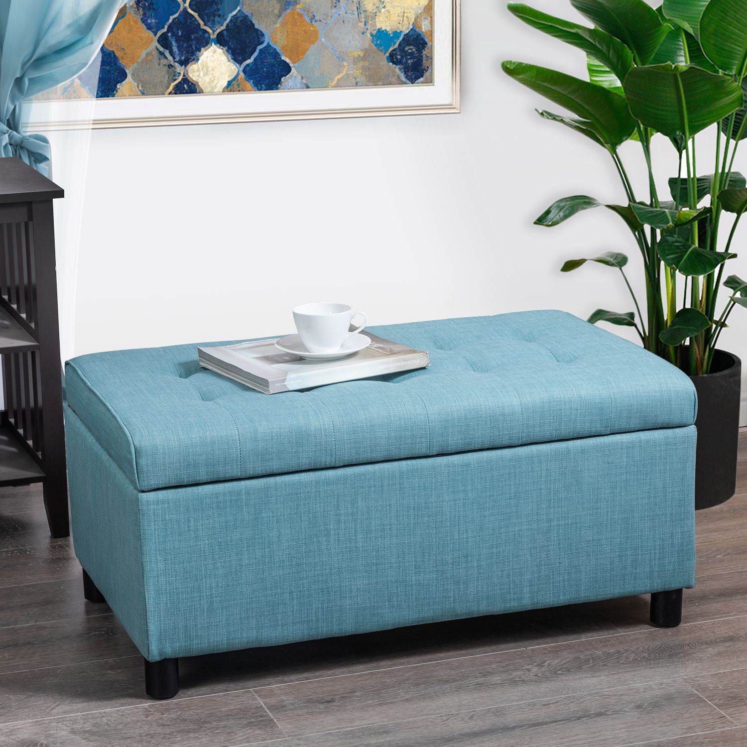 Fashionable Joveco Classic Tufted Fabric Rectangular Ottoman Bench With Large Throughout Fabric Storage Ottomans (View 2 of 10)