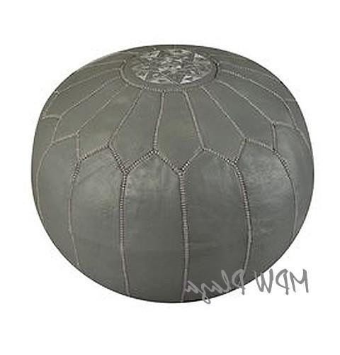 Fashionable Sale Dark Grey Moroccan Leather Pouf / Ottoman Pertaining To Gray Moroccan Inspired Pouf Ottomans (View 9 of 10)