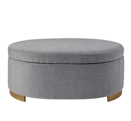 Fashionable Textured Grey Velvet Oval Coffee Table Ottoman Inside Textured Gray Cuboid Pouf Ottomans (View 7 of 10)