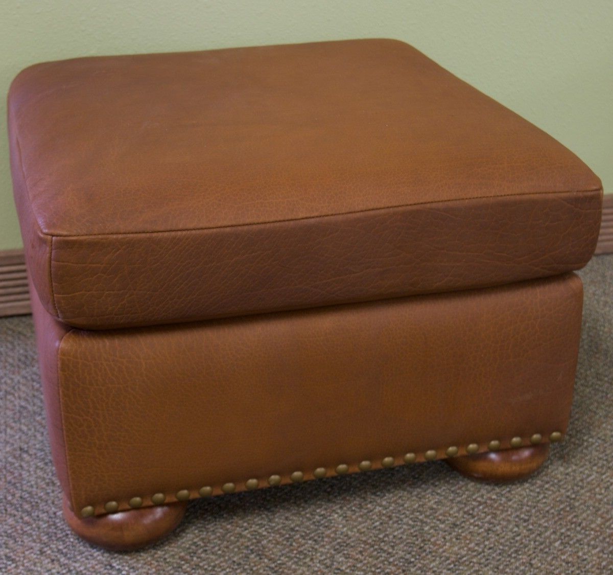 Fashionable Weathered Ivory Leather Hide Pouf Ottomans Intended For Hand Crafted Small Buffalo Leather Ottomandakota Bison Furniture (View 5 of 10)