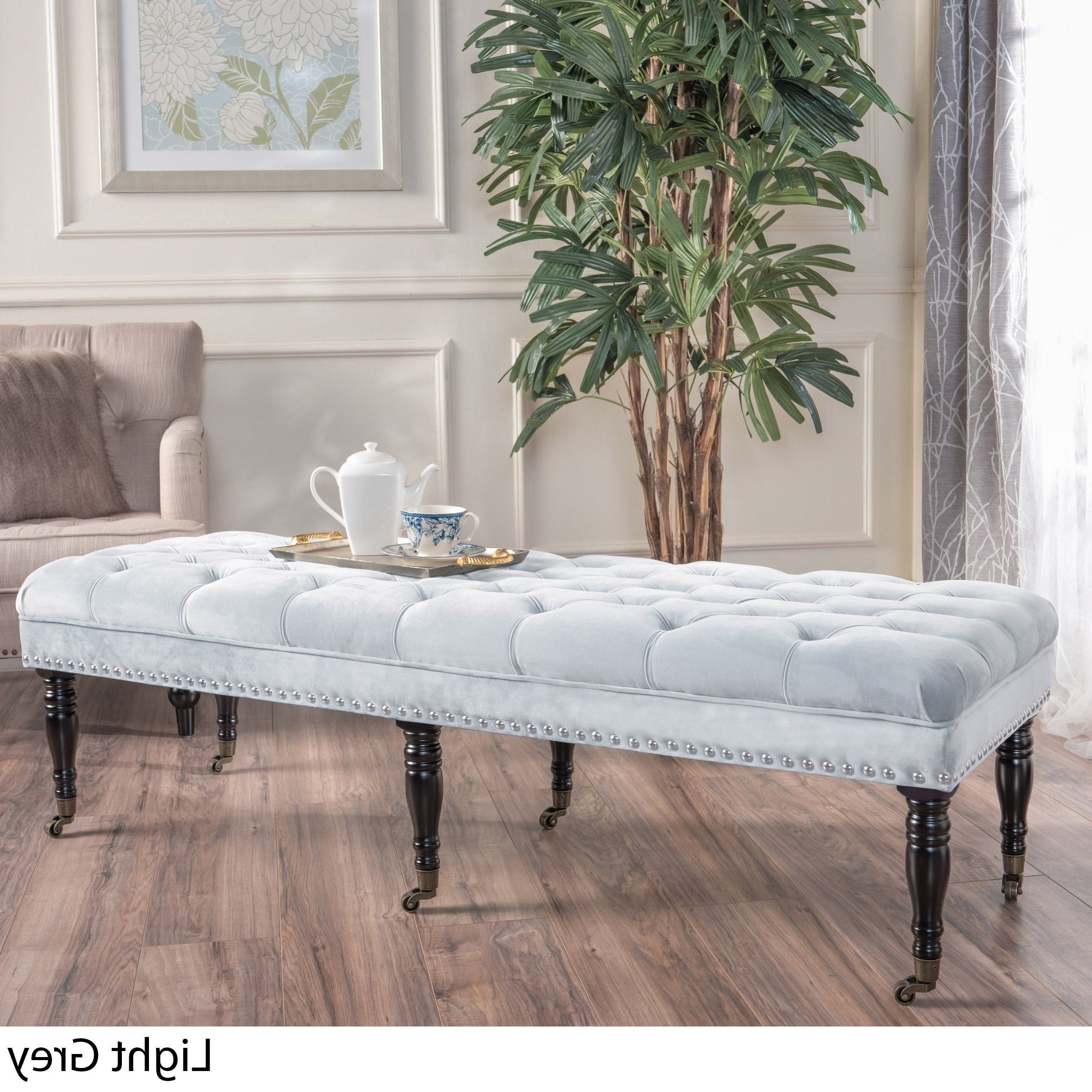 Favorite Hastings Tufted Velvet Fabric Ottoman Bench With Casterschristopher With Regard To Snow Tufted Fabric Ottomans (View 3 of 10)
