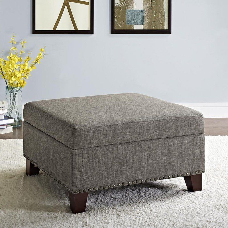 Favorite Natural Fabric Square Ottomans Inside Better Homes And Gardens Grayson Square Ottoman With Nailheads – Da (View 9 of 10)