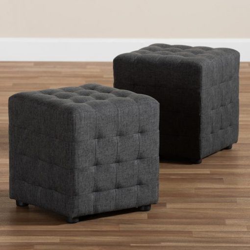 Favorite Orange Fabric Modern Cube Ottomans Intended For Baxton Studio Elladio Modern And Contemporary Fabric Upholstered Tufted (View 1 of 10)