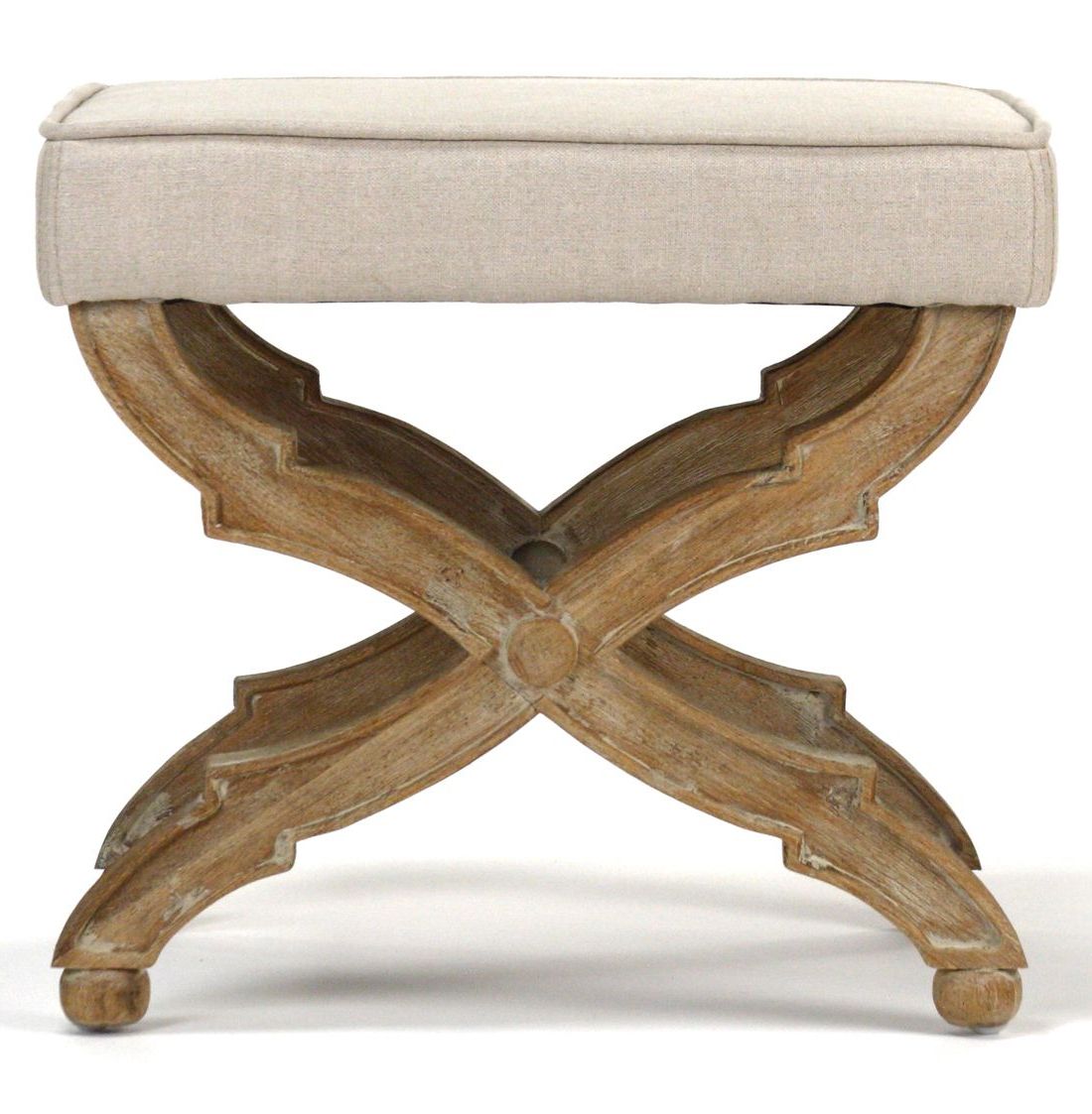 French Country Limed Grey Oak Ottoman (View 4 of 10)
