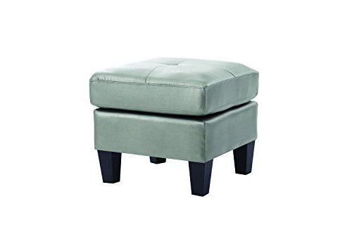 Glory Furniture G466 O Ottoman, Antiqued Silver Faux Leather Within Well Known Silver Faux Leather Ottomans With Pull Tab (View 9 of 10)