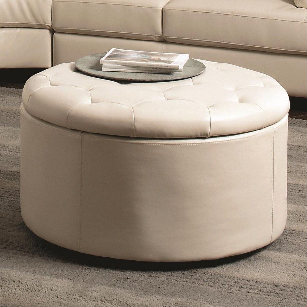Gold And White Leather Round Ottomans Intended For Best And Newest Small Round Ottoman Giving Extra Update In Your Home Decor – Homesfeed (View 7 of 10)
