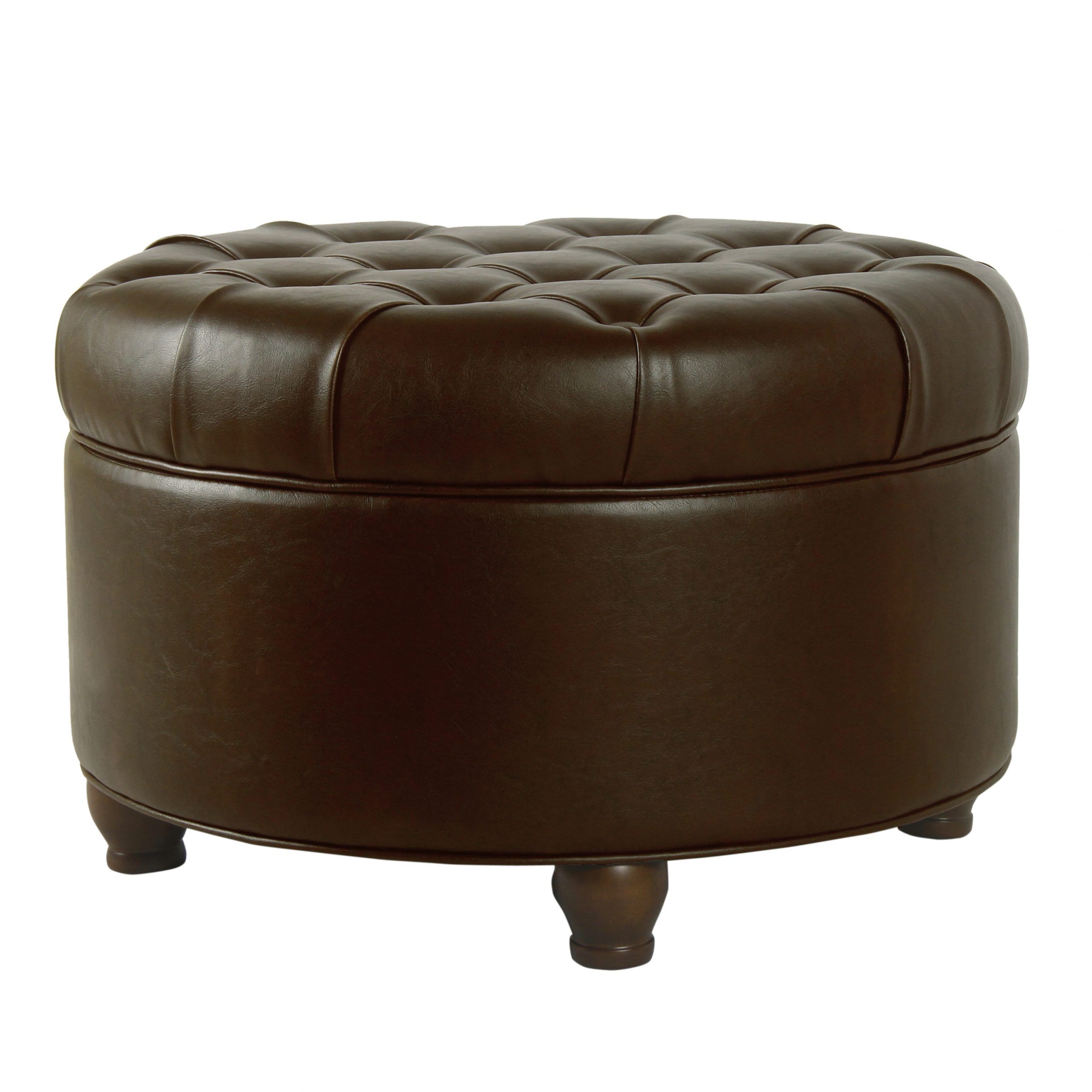 Gold And White Leather Round Ottomans With Current Homepop Large Tufted Round Storage Ottoman, Multiple Colors – Walmart (View 1 of 10)