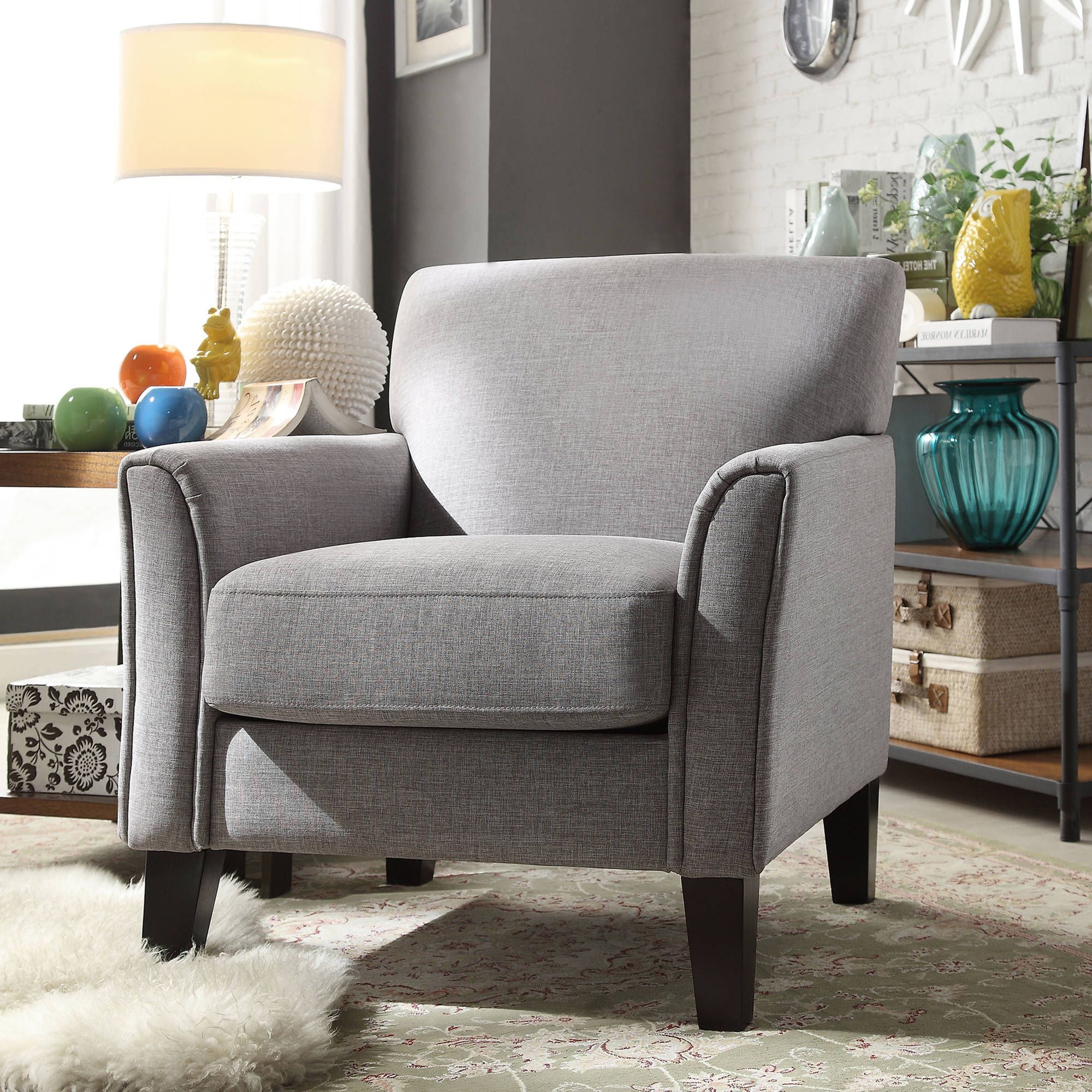 Gray Chenille Fabric Accent Stools With Regard To Newest Weston Home Tribeca Living Room Upholstered Accent Chair, Grey Linen (View 4 of 10)