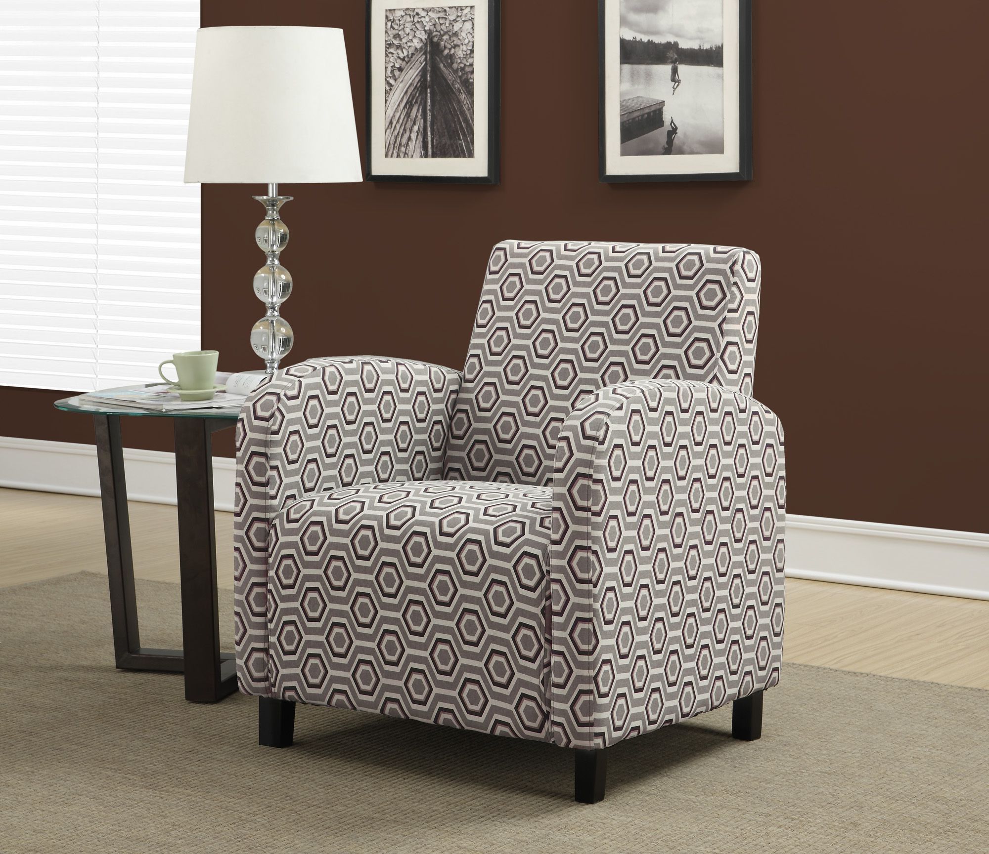 Gray Chenille Fabric Accent Stools With Well Known Gray / Earth Tone Hexagon Fabric Accent Chair From Monarch ( (View 10 of 10)