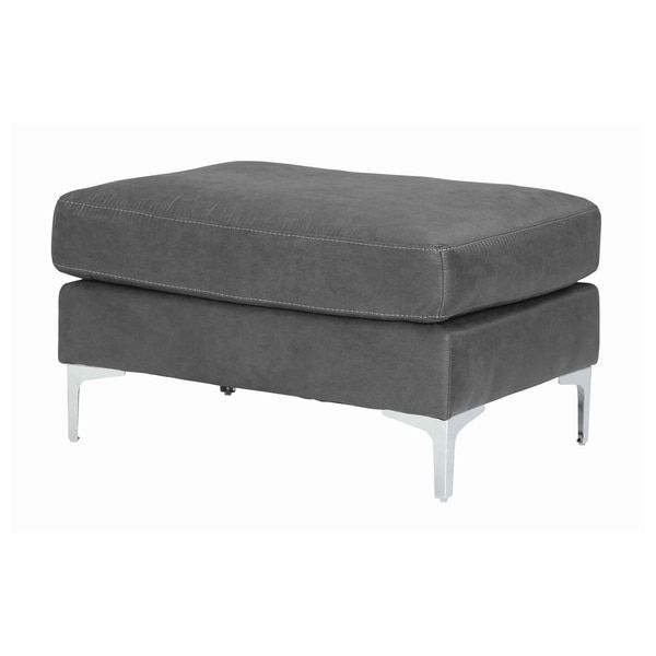 Gray Fabric Round Modern Ottomans With Rope Trim With Best And Newest Shop Contemporary Upholstered Ottoman With Straight Metal Legs, Gray (View 8 of 10)