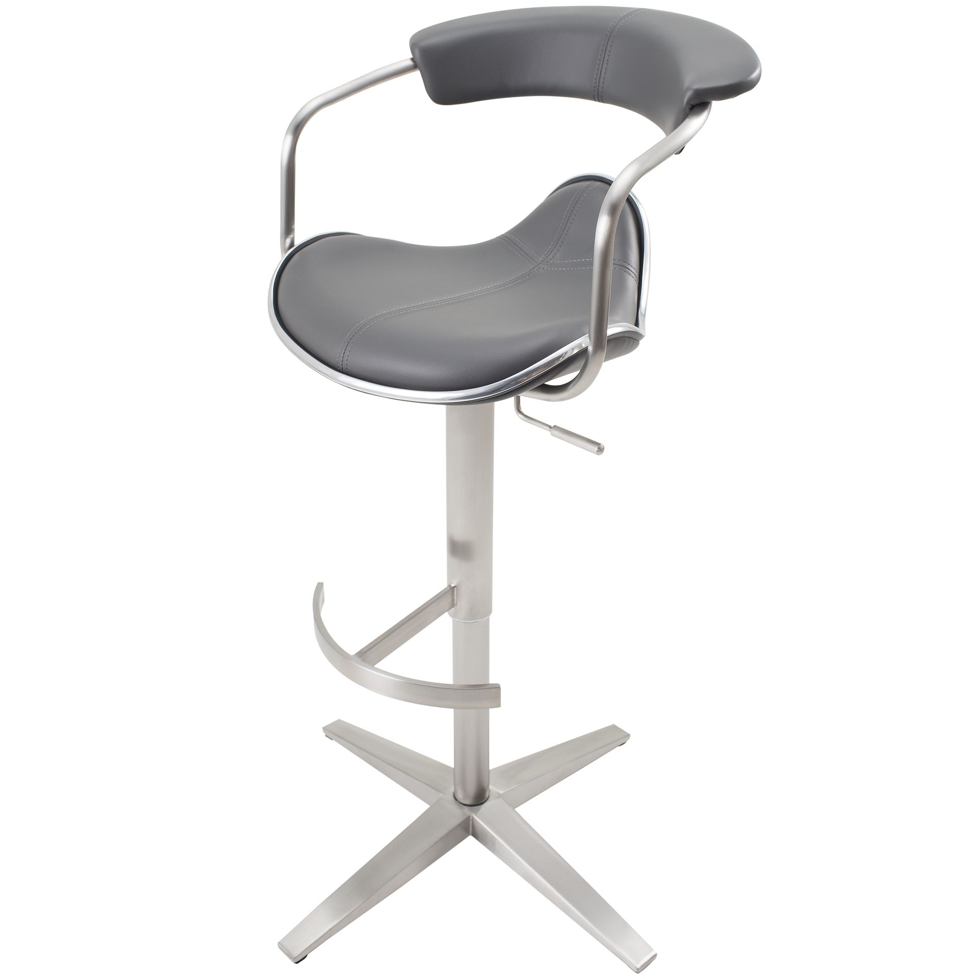 Gray Nickel Stools Regarding Preferred Primo Brushed Stainless Steel Adjustable Height Swivel Stool With Arms (View 4 of 10)