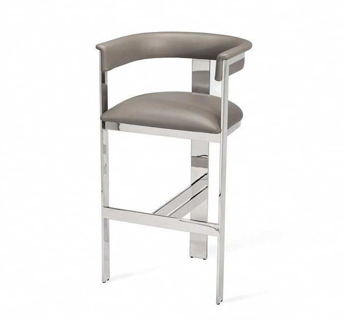 Gray Nickel Stools Throughout Famous Bar Stools:darcy Bar Stool – Grey/ Nickel Designinterlude Home (View 10 of 10)