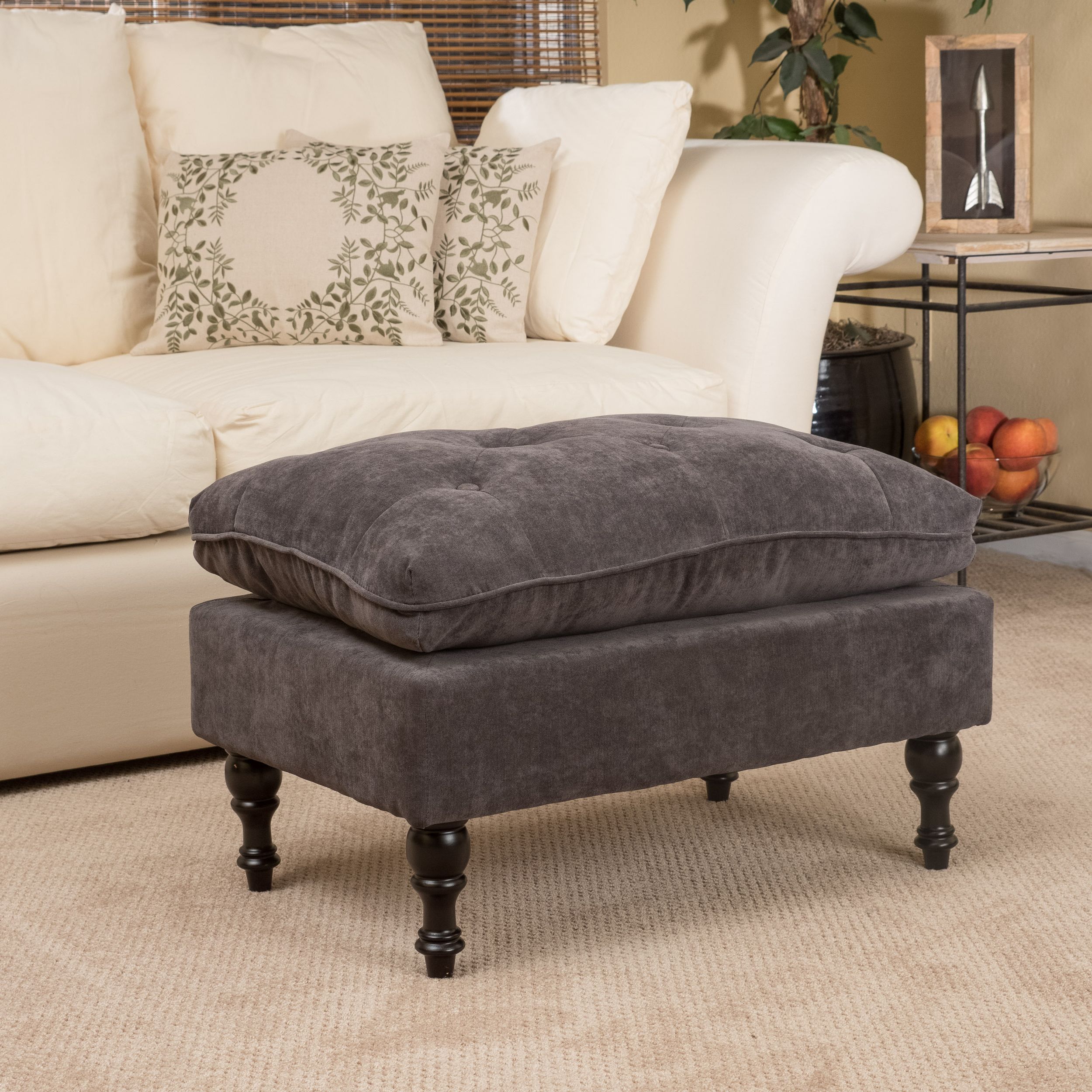 Gray Wool Pouf Ottomans Intended For Fashionable Cordoba Contemporary Button Tufted Fabric Ottoman, Gray – Walmart (View 6 of 10)